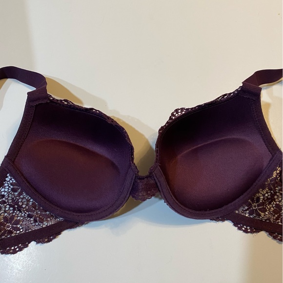 2/$40 34B PUSH UP Purple Lace JUICY COUTURE Bra convertible X crossed straps pad - Picture 6 of 10